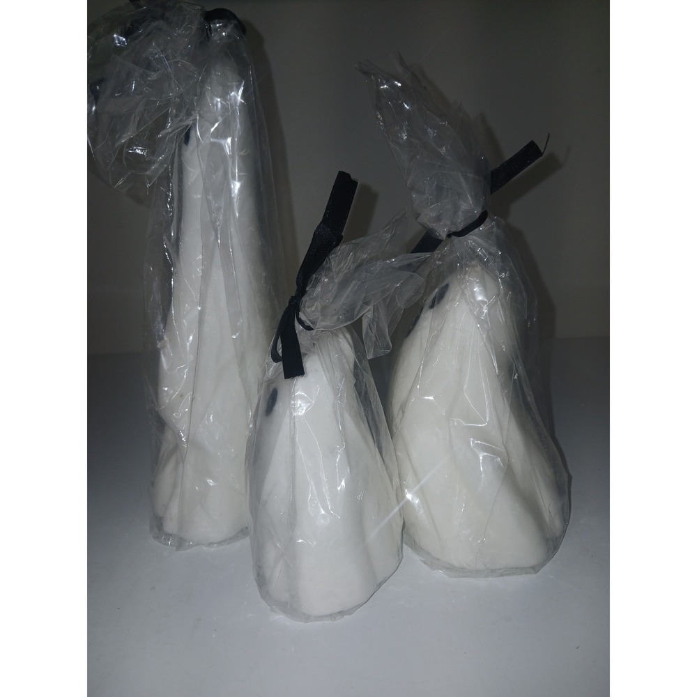 Halloween Ghost Candles Set of 3 Spooky Decor Single Wick Cute White Ghost Candl - Picture 2 of 6